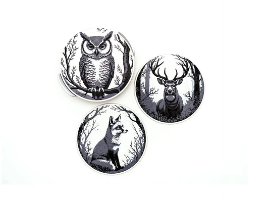 Midnight Forest Wildlife Coasters (set of 3)