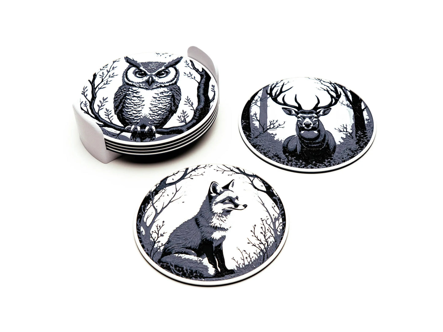 Midnight Forest Wildlife Coasters (set of 3)