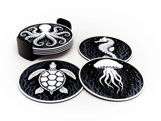 Ocean Wildlife Coasters (set of 4)