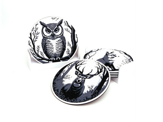 Midnight Forest Wildlife Coasters (set of 3)